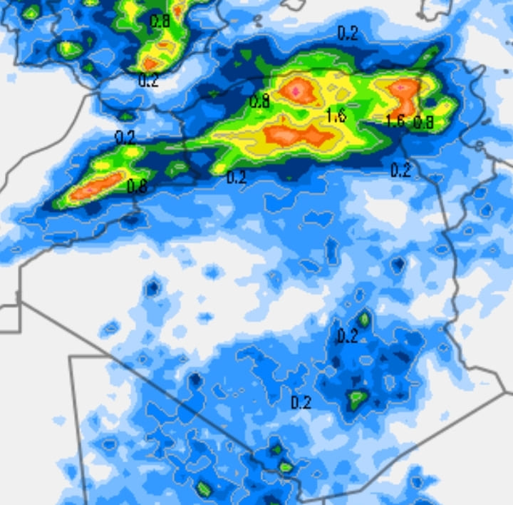 اضطرابات جوية شديدة و أمطار رعدية  و فرص تشكل السيول في المغرب العربي 