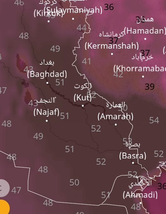 القبة الحرارية تخنق العراق و حرارة تاريخية قد تسجل في بعض المناطق 